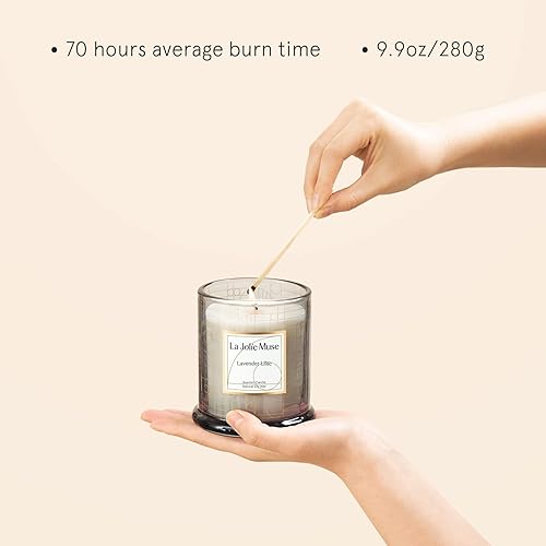 Miniatura 4 de LA Jolie Muse Vela de lavanda, velas perfumadas de lavanda lila, velas de lujo de regalo con caja de regalo, vela relajante de aromaterapia, regalos