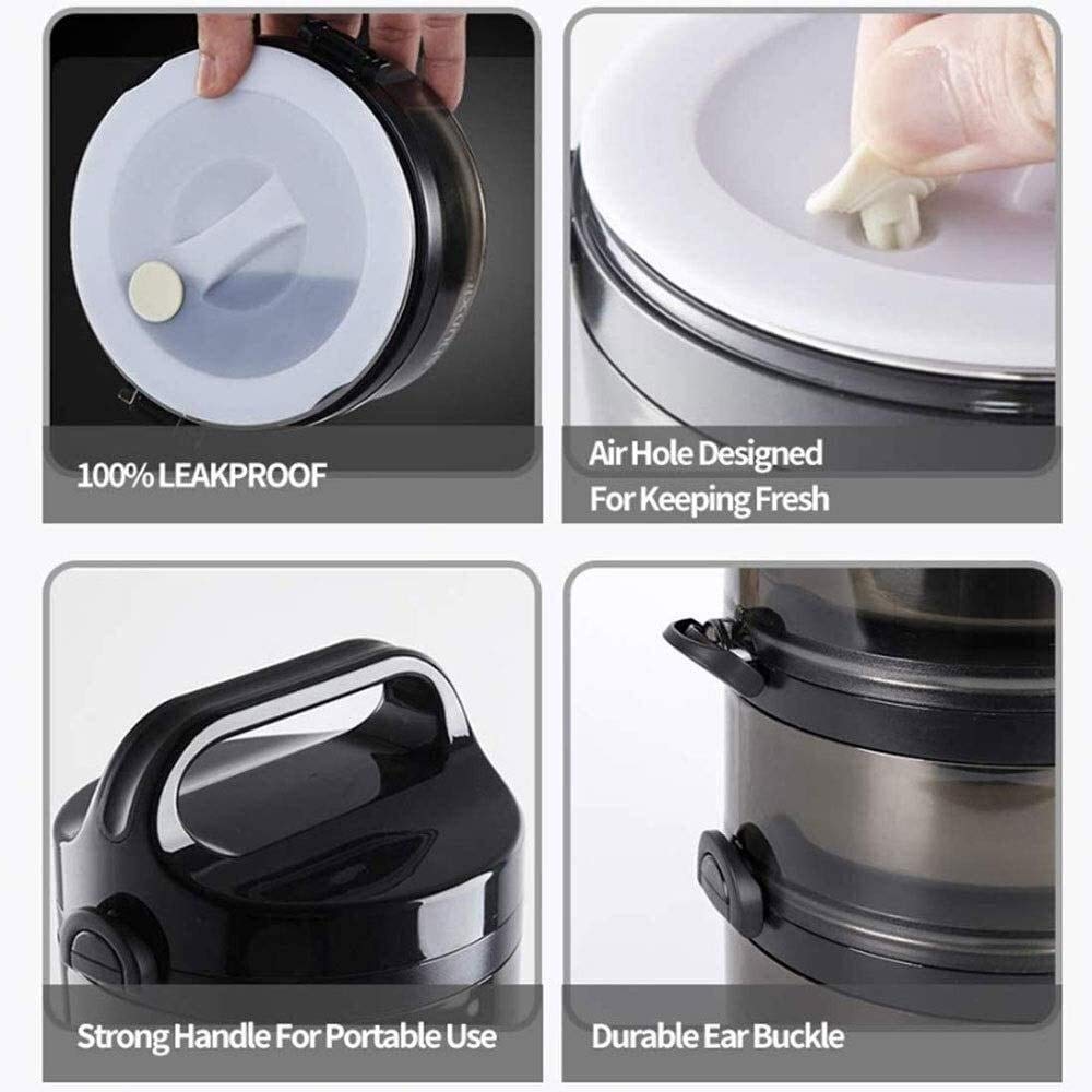 Fiambrera Bento apilable con recipiente térmico y cubiertos, diseño portátil de 4 capas para una fácil preparación de comidas, ideal para niños y adultos