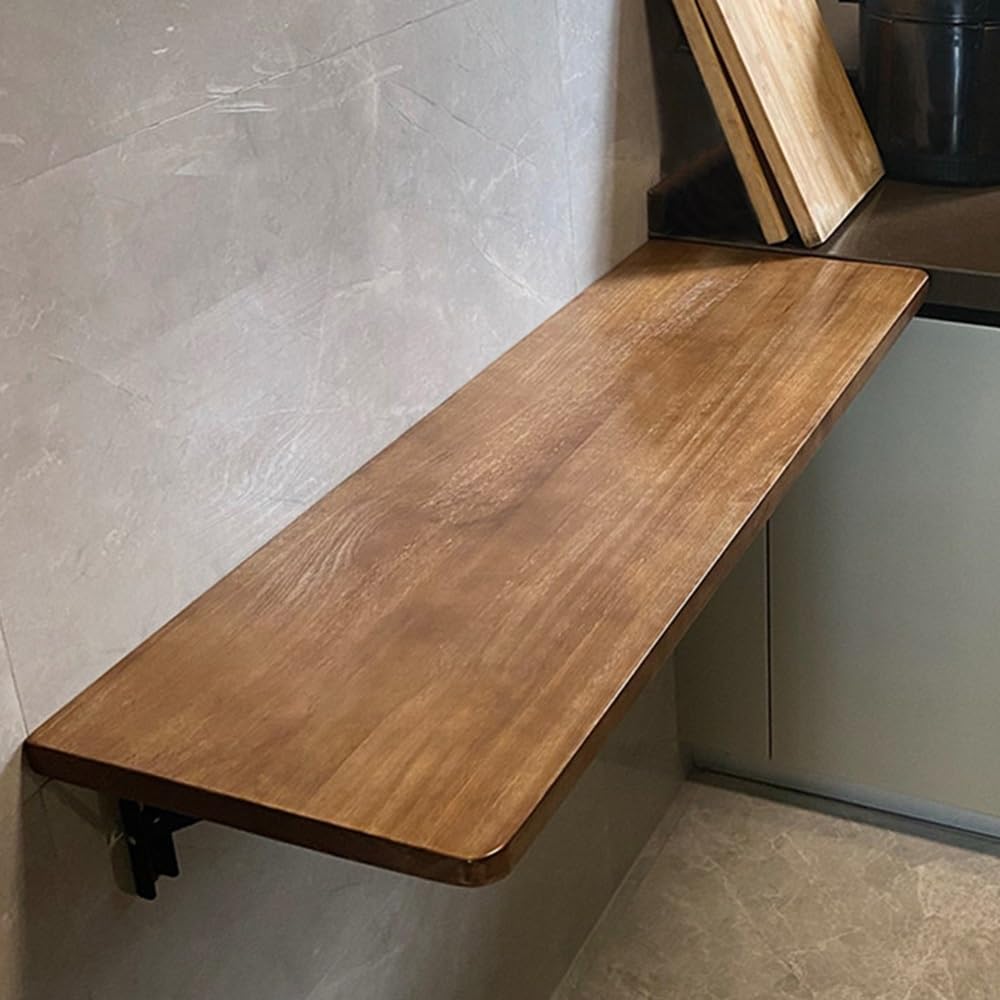 Table pliante murale en bois massif 80x45cm pour petit espace urbain
