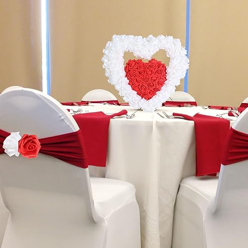 Miniatura 5 de Cabezas de rosas falsas, 200 flores de espuma de 1.97 pulgadas, rosas blancas y rojas, cabezas de flores falsas para bricolaje, centros de mesa,