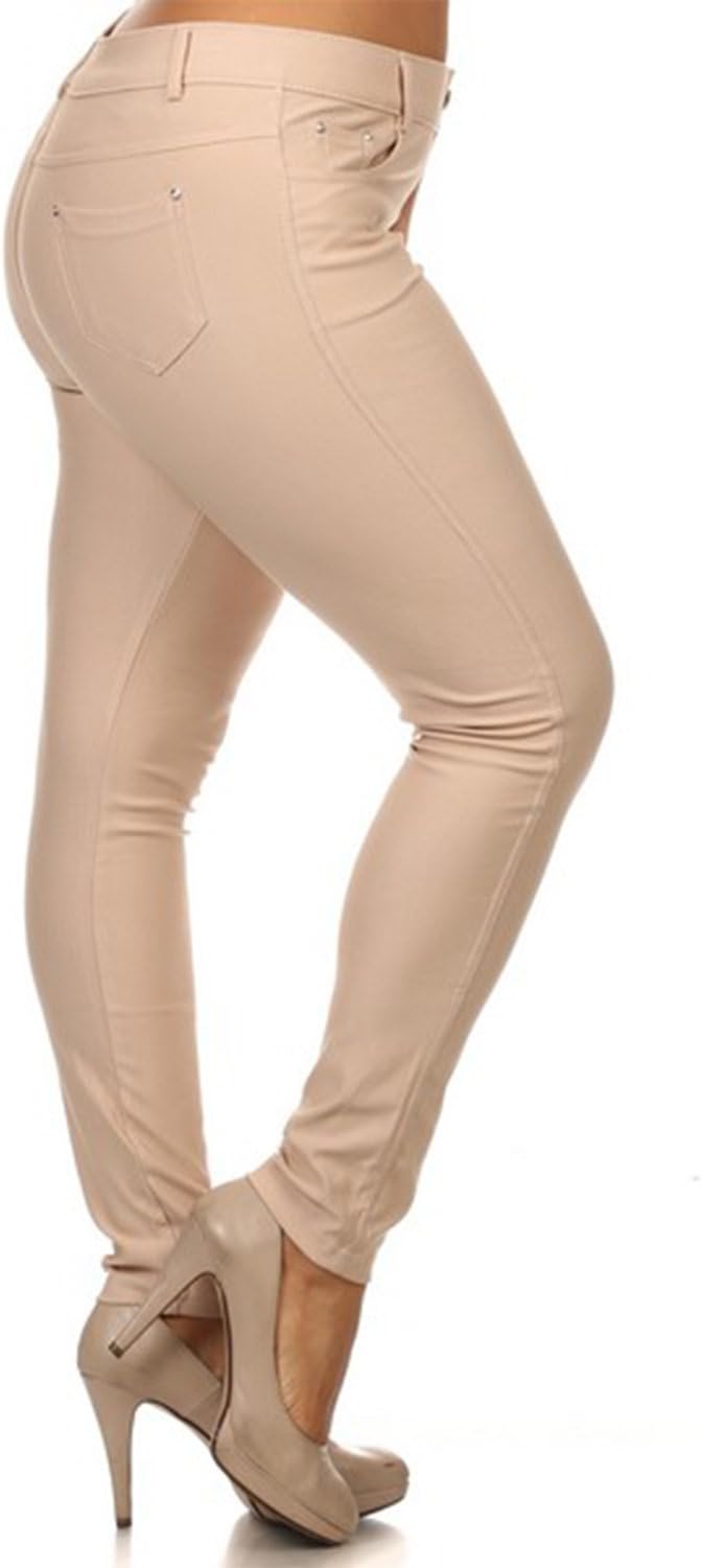 Plus Size Women's Solid Color Jeggings 1X-Large Camel