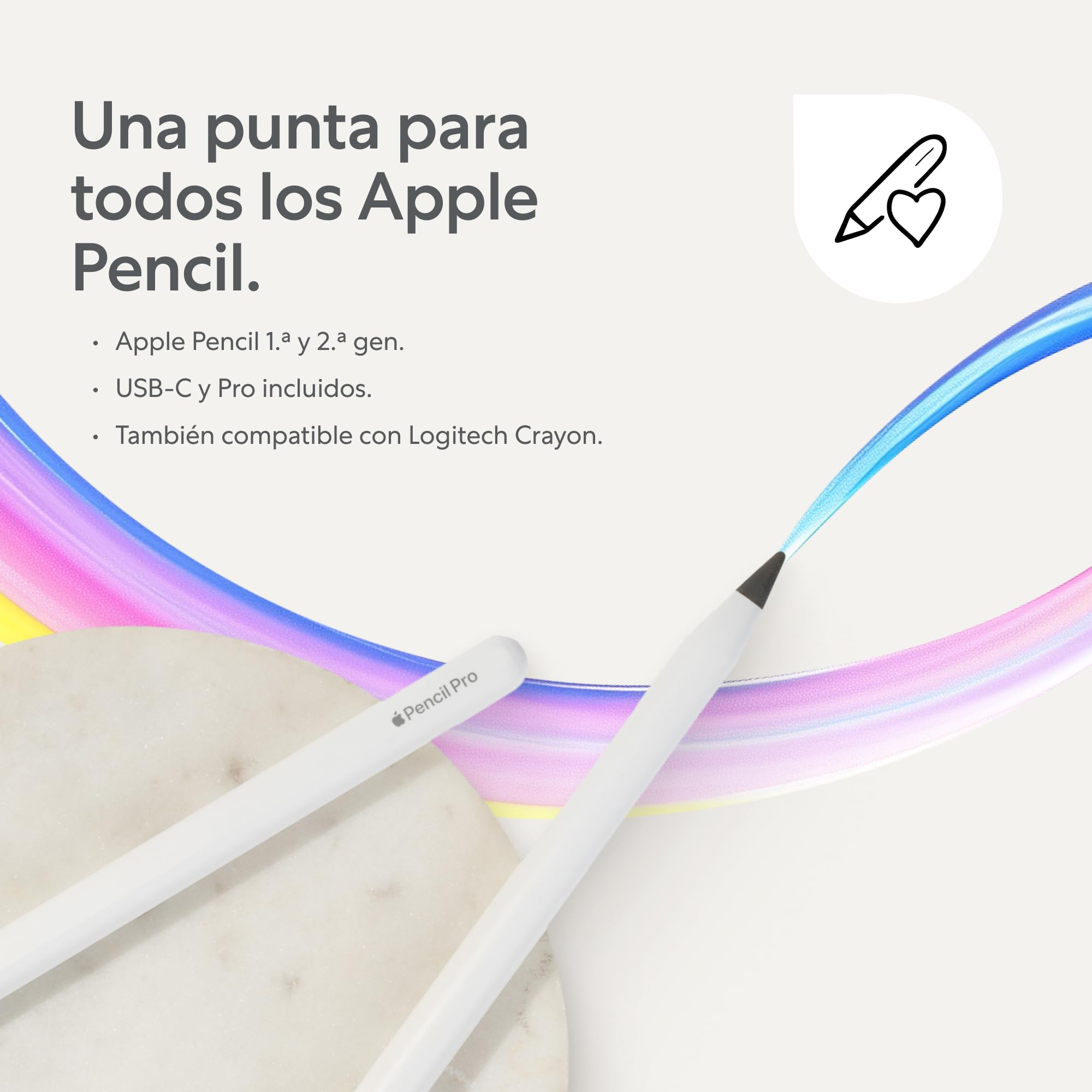 Paperlike® Pencil Tips (4X) para Apple Pencil 1.ª y 2.ª Gen, USB-C y Pro – 10x más duraderas, un Toque Extra de Control en Protectores con Efecto Papel