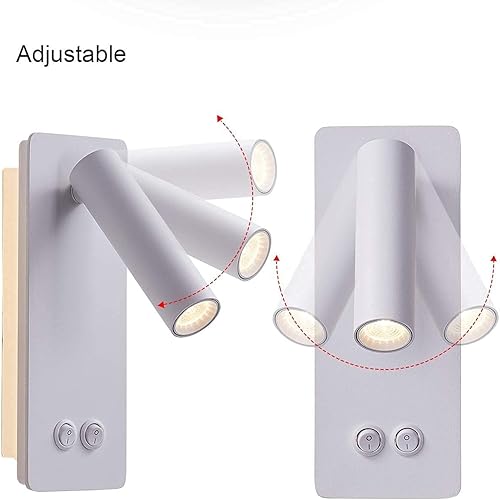 Miniatura 4 de Lámpara de Pared LED, Luz de Lectura de Cabecera, Enchufable, 3W, Aplique de Pared de Cabecero, Lámpara de Pared Ajustable con Interruptor de