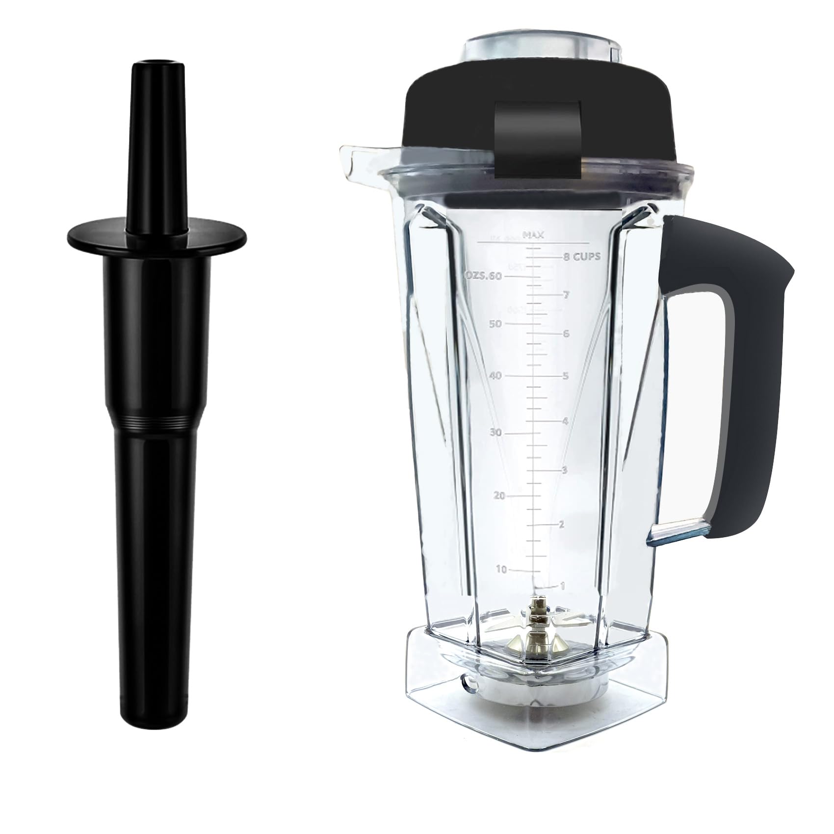 Replace for Vitamix Blender Pitcher 64oz,With Classic Tamper, Replace 5200 5000 7500 Pro500 750 Vita-Prep vm0101 vm0102 vm0103 vm0197 E310 320 Explorian/Commercial series etc Container 3 YR Warranty