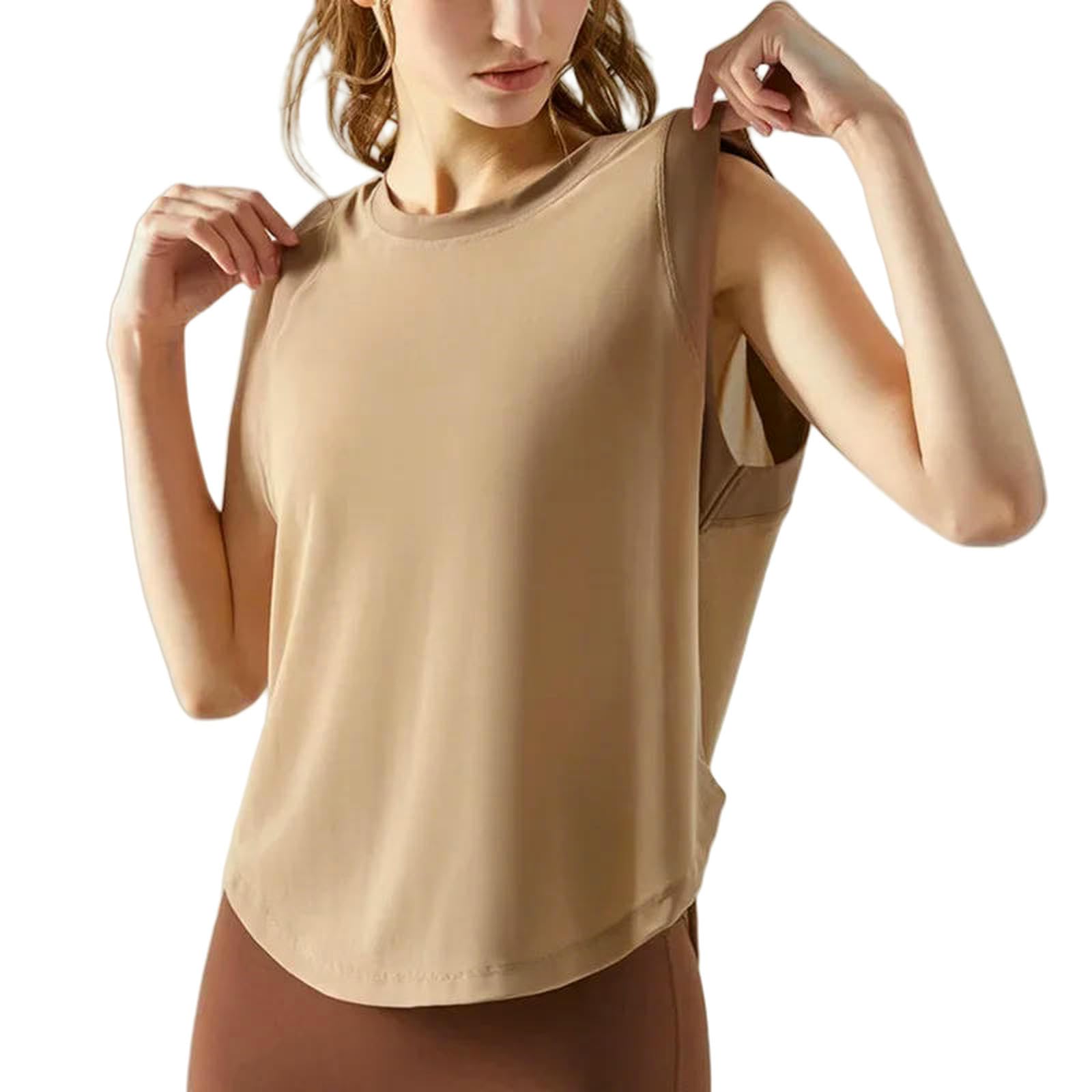 Sujetador Deportivo Mujer Camisas Deportivas Sin Mangas para Mujeres Talla De Talla De Planta XL Top De Yoga Transpirable Camiseta De Entrenamiento De Gimnasio-marrón-SG