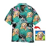 Custom Hawaiian Shirt with Faces, Photo Upload Dog Men's Tropical Floral Short Sleeve Button Down Beach Shirt