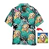 Custom Hawaiian Shirt with Faces Tropical Floral Shirt Short Sleeve Button Down Beach Shirt Pet Hawaiian Shirt