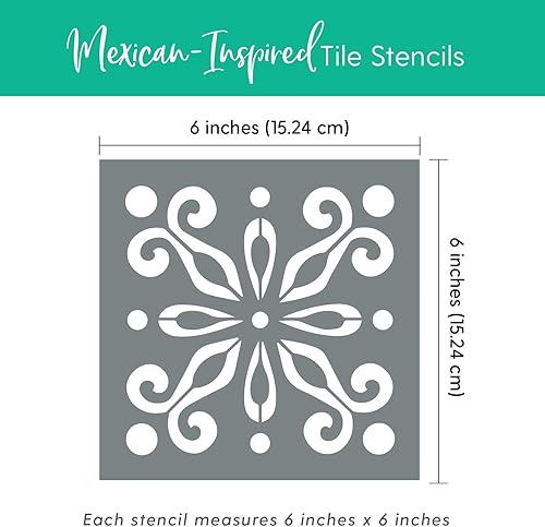 Miniatura 3 de I Like That Lamp Paquete de 4 plantillas de azulejos (6 x 6 pulgadas), patrón marroquí, plantillas reutilizables para pintar suelosparedesmuebles,