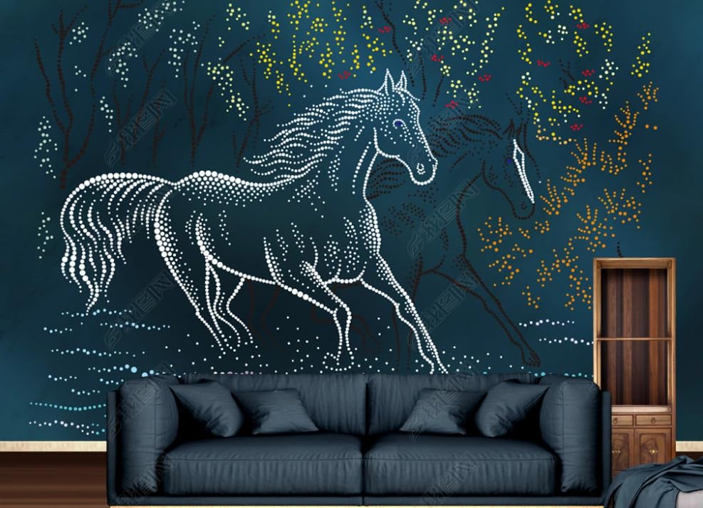 Papier peint intissé cheval abstrait poster géant mural salon décoration murale 250x175