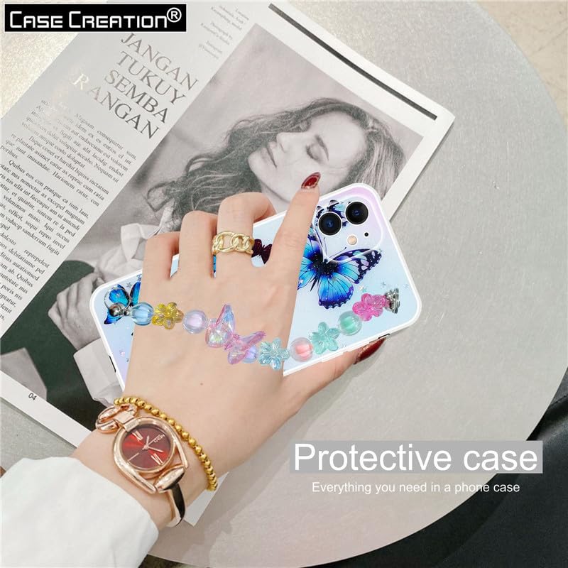 Image of COVERLY for iPhone 12 Pro Butterfly Floral Chain Case,Full Protective Lens Protection 3D Cartoon Glittering Crystal Sparkle-Cute Phone Holder,Girly Aesthetic Soft Phone Cover for Apple iPhone 12 Pro