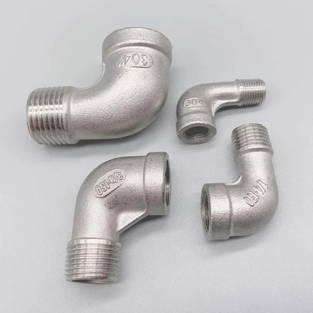 Stainless Steel Cast Pipe Fittings,1/8" 1/4" 3/8" 1/2" 3/4" 1" Female X Male Thread Street Elbow 90 Degree Angled SS 304 Stainless Steel Pipe Fitting Connectors,(DN 20)