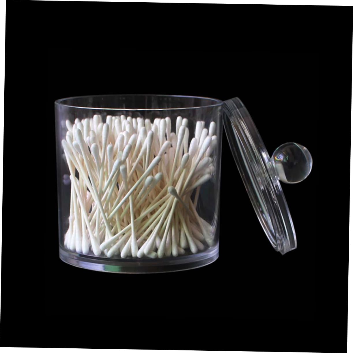 Unomor Toothpick Clear Jar with Lid Make up Storatge Organizer Cotton Swab Bottle for Home Smooth Storage Container