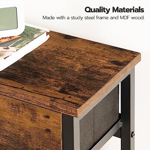 HOOBRO Console Table, Slim Console Table with 2 Non-woven Drawers, Hallway Table with Storage, Slim Sofa Table for Small Spaces, Living Room, Rustic Brown and Black EBF72XG01 - 8