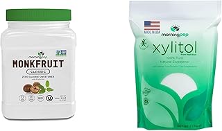 Morning Pep Monk Fruit Sweetener, Classic | White Sugar Substitute 2.5 lb and Morning Pep Pure Birch Xylitol (Keto Diet Fr...
