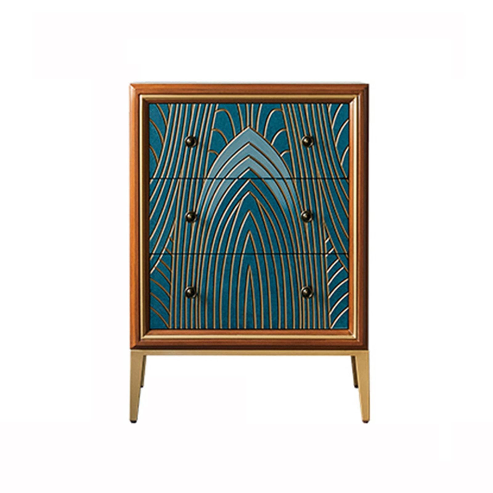 Cassettiera in legno blu, mobiletto decorativo autoportante con gambe, soluzione elegante per soggiorno e camera da letto, 60 x 39 x 85 cm, comò con ampio cassetto