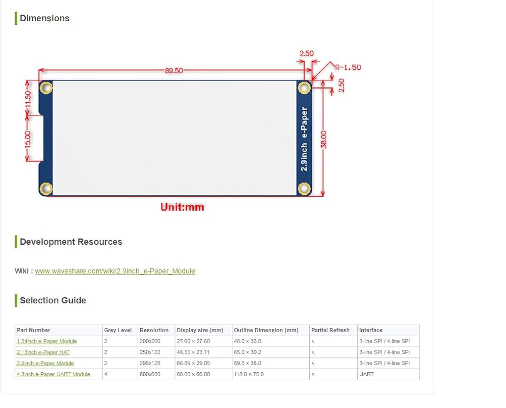 Amazon | 1.54インチ電子ペーパーRaw画面パネル解像度200 x 200