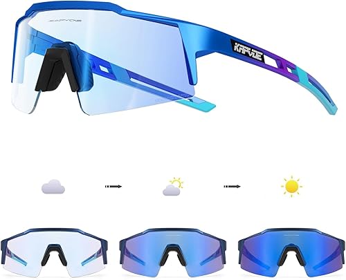 KAPVOE Gafas de ciclismo fotocromáticas MTB Gafas de sol transparentes para bicicleta de montaña, gafas de transición, deportes de béisbol y correr