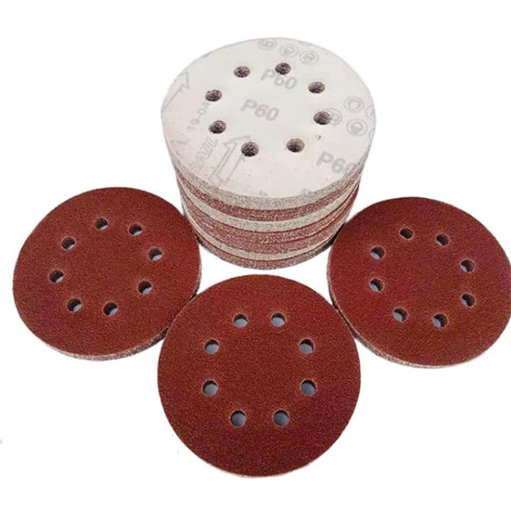 20 piezas de papel de lija redondo de 5 pulgadas y 125mm, discos de lijado de 8 agujeros, grano de gancho y bucle 40-2000.240,20 piezas