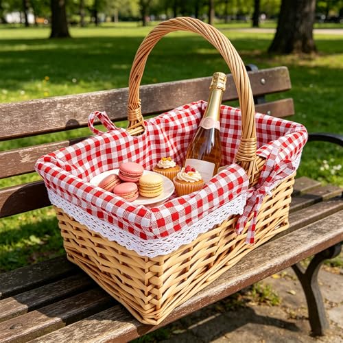 Panier de pique-nique en osier vintage petit modèle camping extérieur