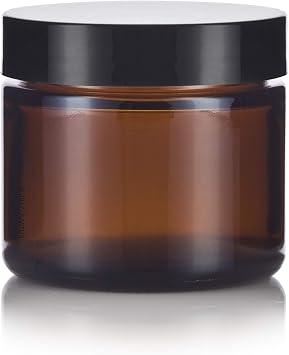 2 oz / 60 ml Amber Glass Jar with Black Foam Lined Lids (12 Pack)