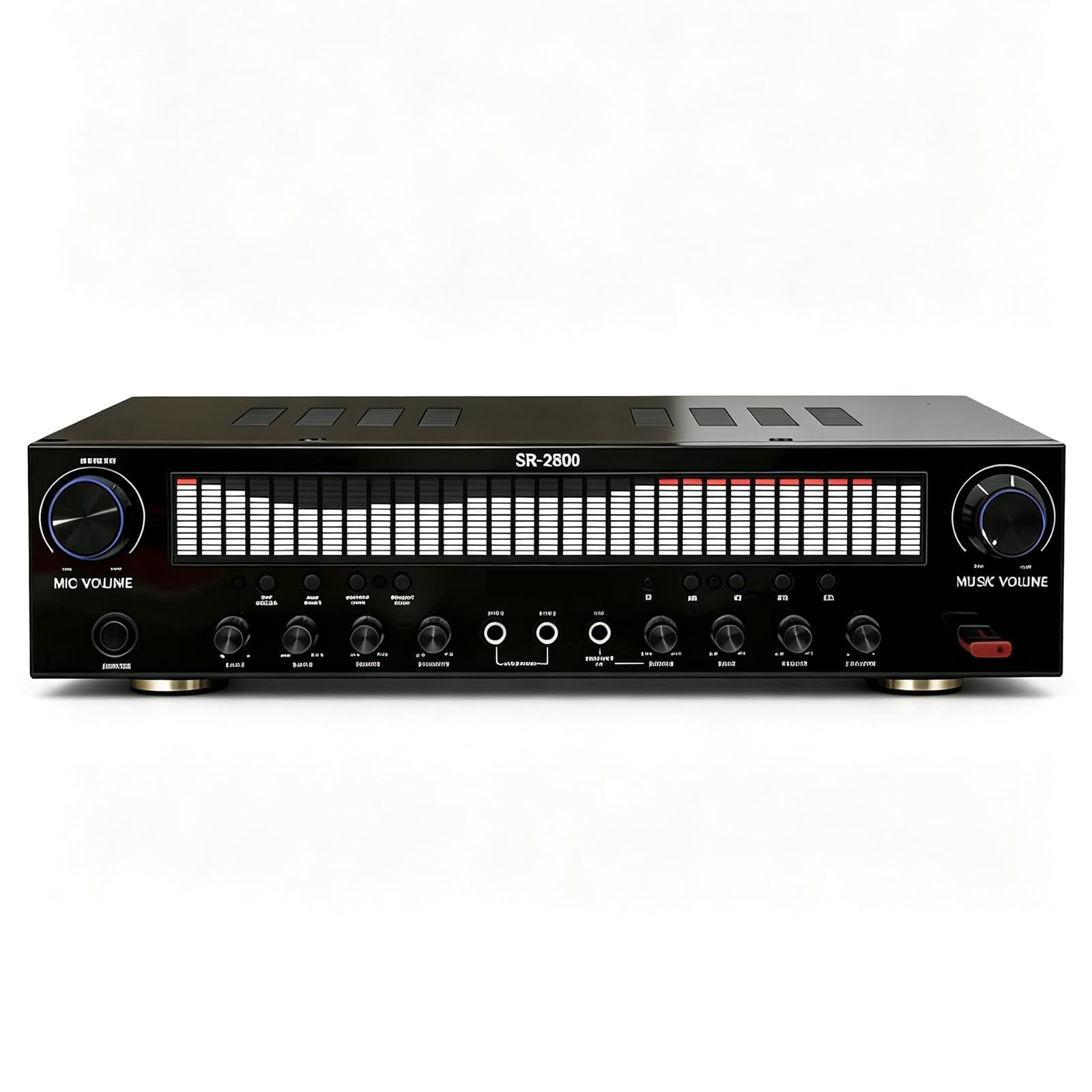 Amplificador De Potencia De Audio De 5.0 Canales, Receptor Estéreo Bluetooth, con Entrada Coaxial Óptica, Conector para 3 Micrófonos, Respuesta De Frecuencia De 20 Hz A 20 Khz, para Ktv