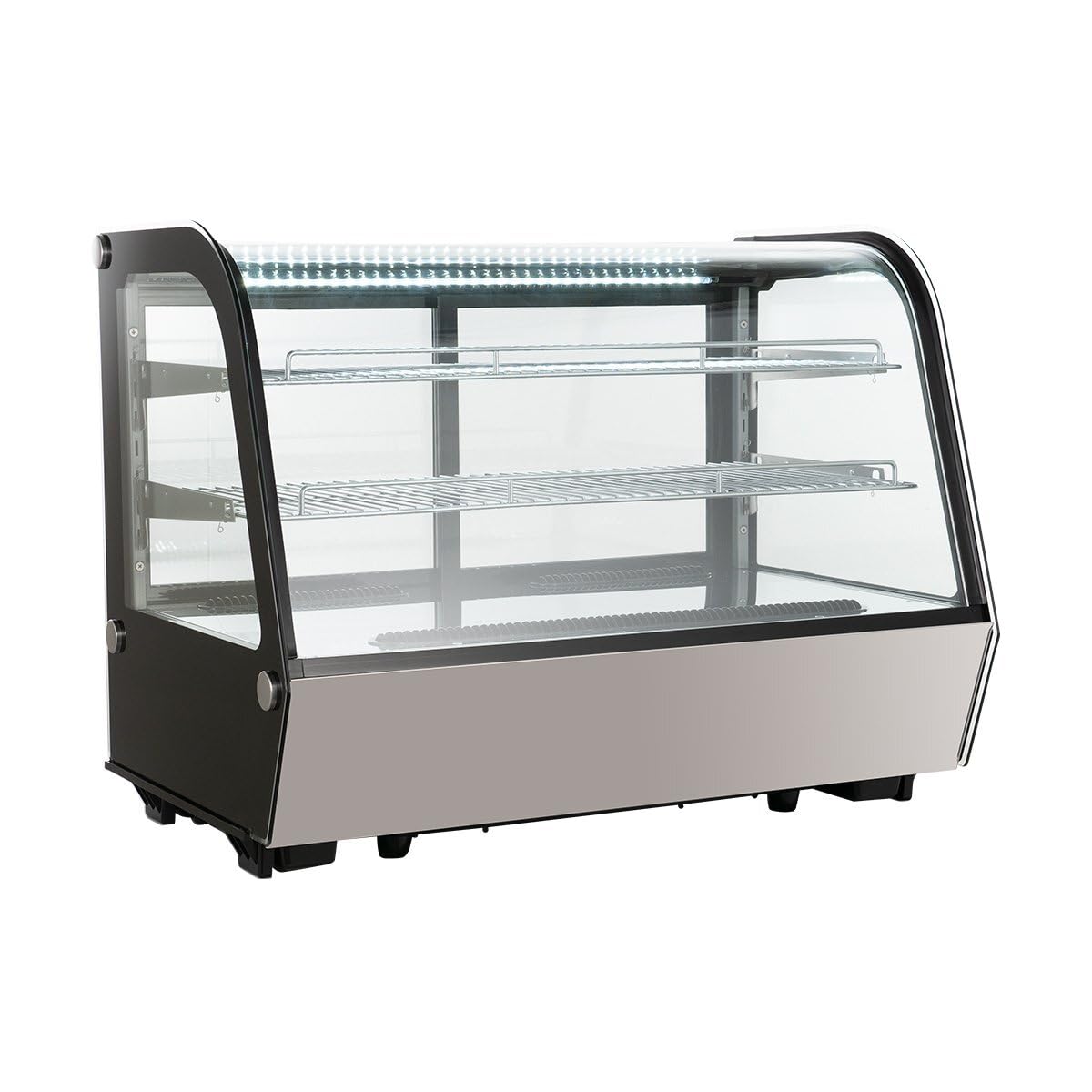 GastroHero Vetrina refrigerante 160 litri I vetrina buffet +2 °C e +6 °C con LED I vetrina refrigerante Gastro nero I banco refrigerante con porta in vetro e convezione I chiudibile a chiave