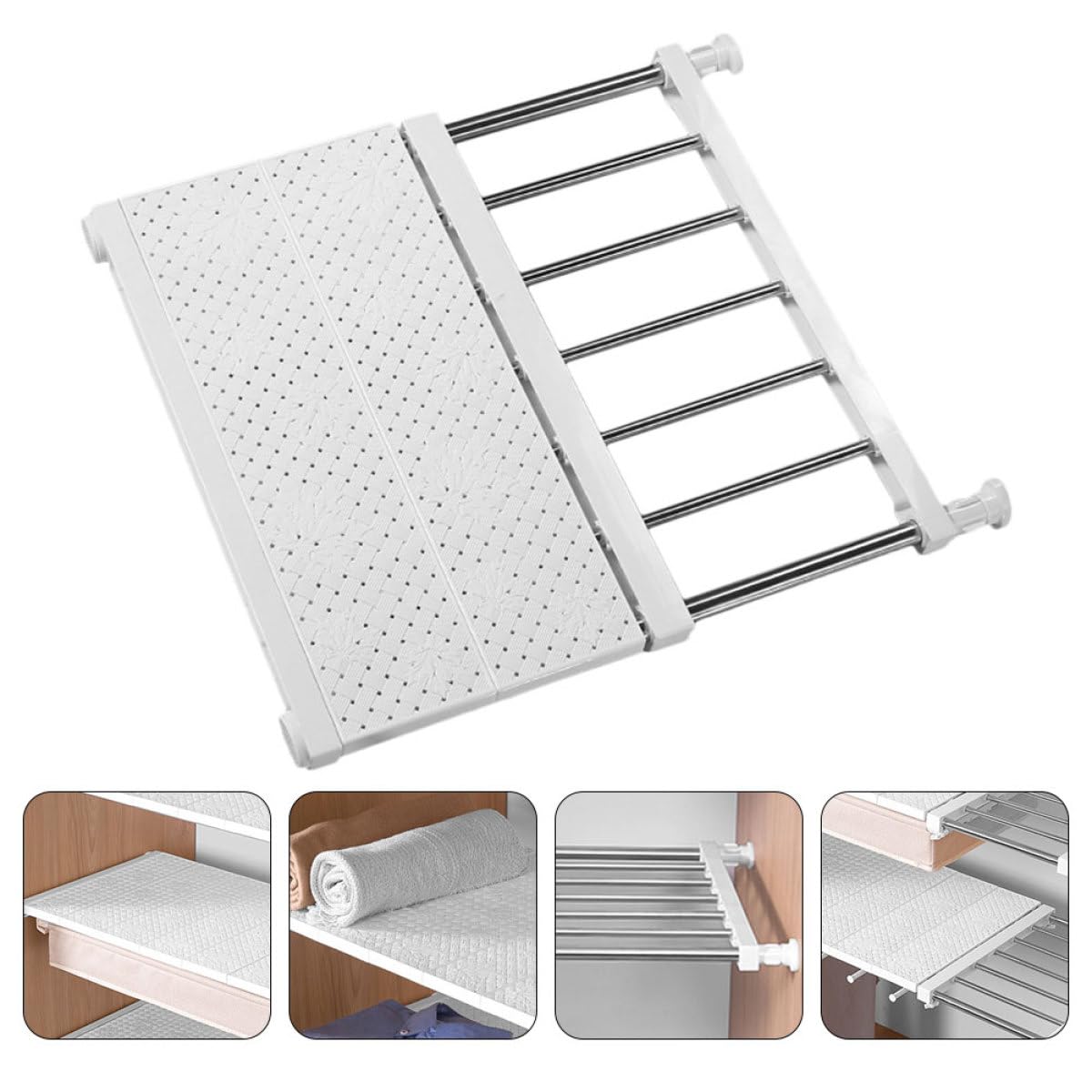 Separador de estante ajustable para armario, extensible de 33 a 53 cm, para ropa y zapatos, separador de armario blanco para el hogar y el armario