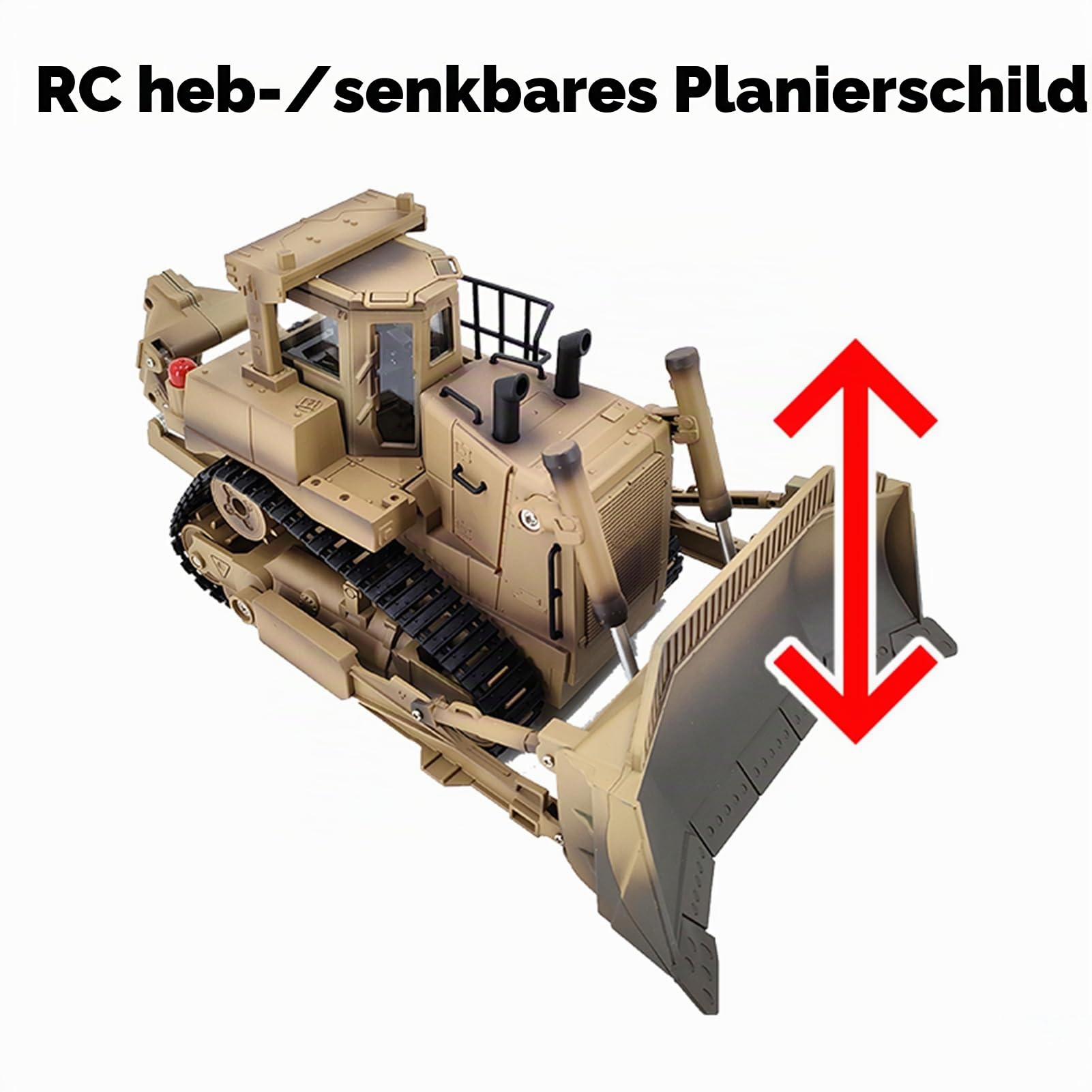 Dilwe 1/16 RC Dozer, Ferngesteuerter 2,4-GHz-Bulldozer mit Anhebbarem Schild und Aufreißer, für Baumodell und Ausstellung