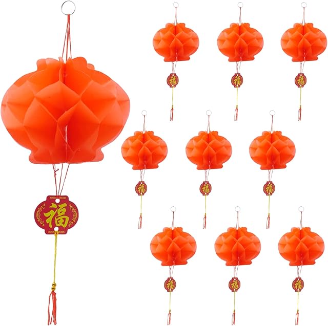Casoter 16cm Diameter Red Chinese Lanterns Decoration for Home, Wedding New Year Chinese Spring Festival Celebration Supplies,10 Pieces