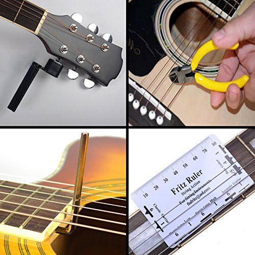 URlighting Guitar Repair Kit - Guitar Maintenance Fix Care Tools Set Includes Frets Nut File & String Winder & String Cutter & Hex Wrench & String Action Ruler for Guitar Ukulele Bass - Thumbnail 7