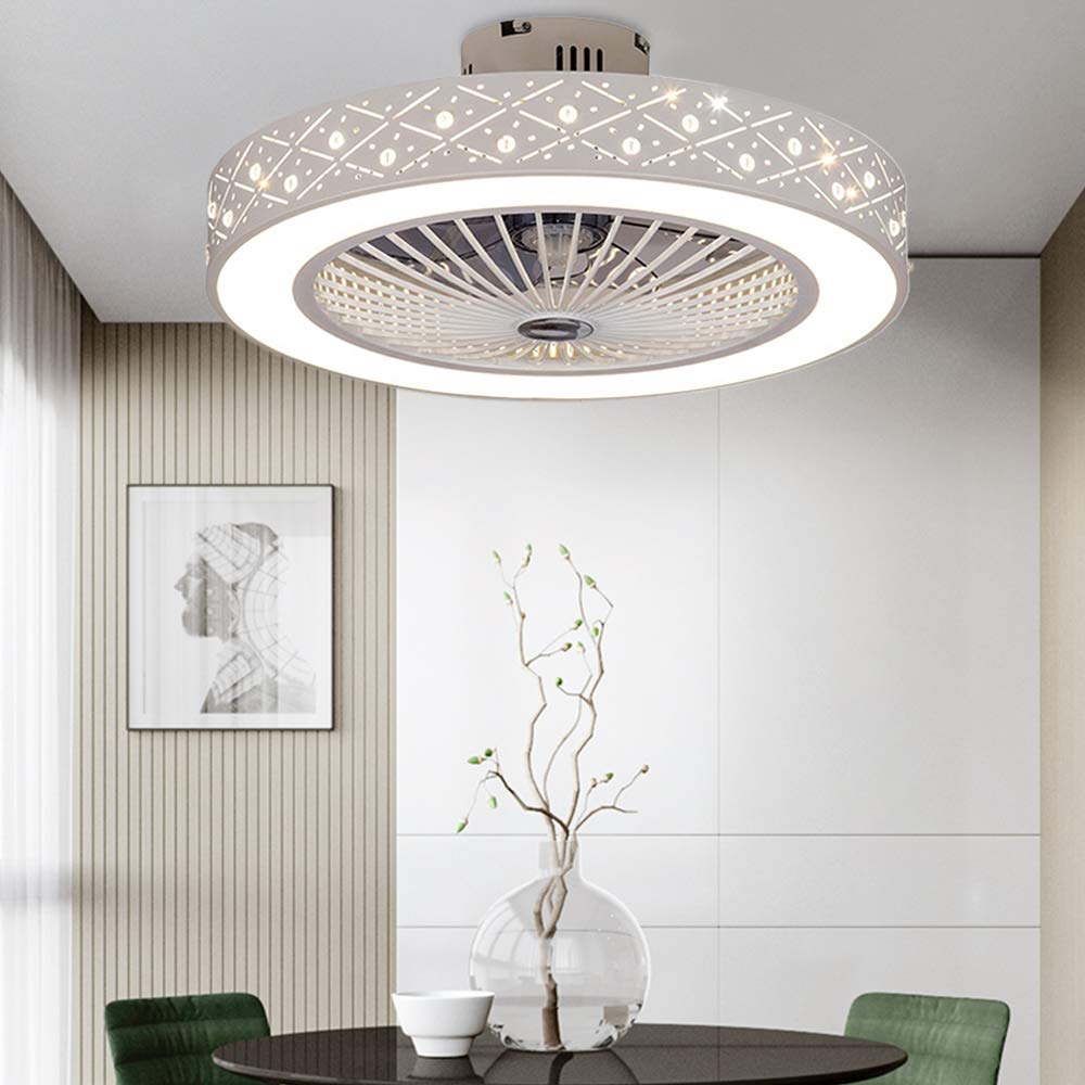 55 cm Ceiling Fan Light Remote Control LED Pineapple Beads Fan Lamp Dimmable Bedroom Office 220 V