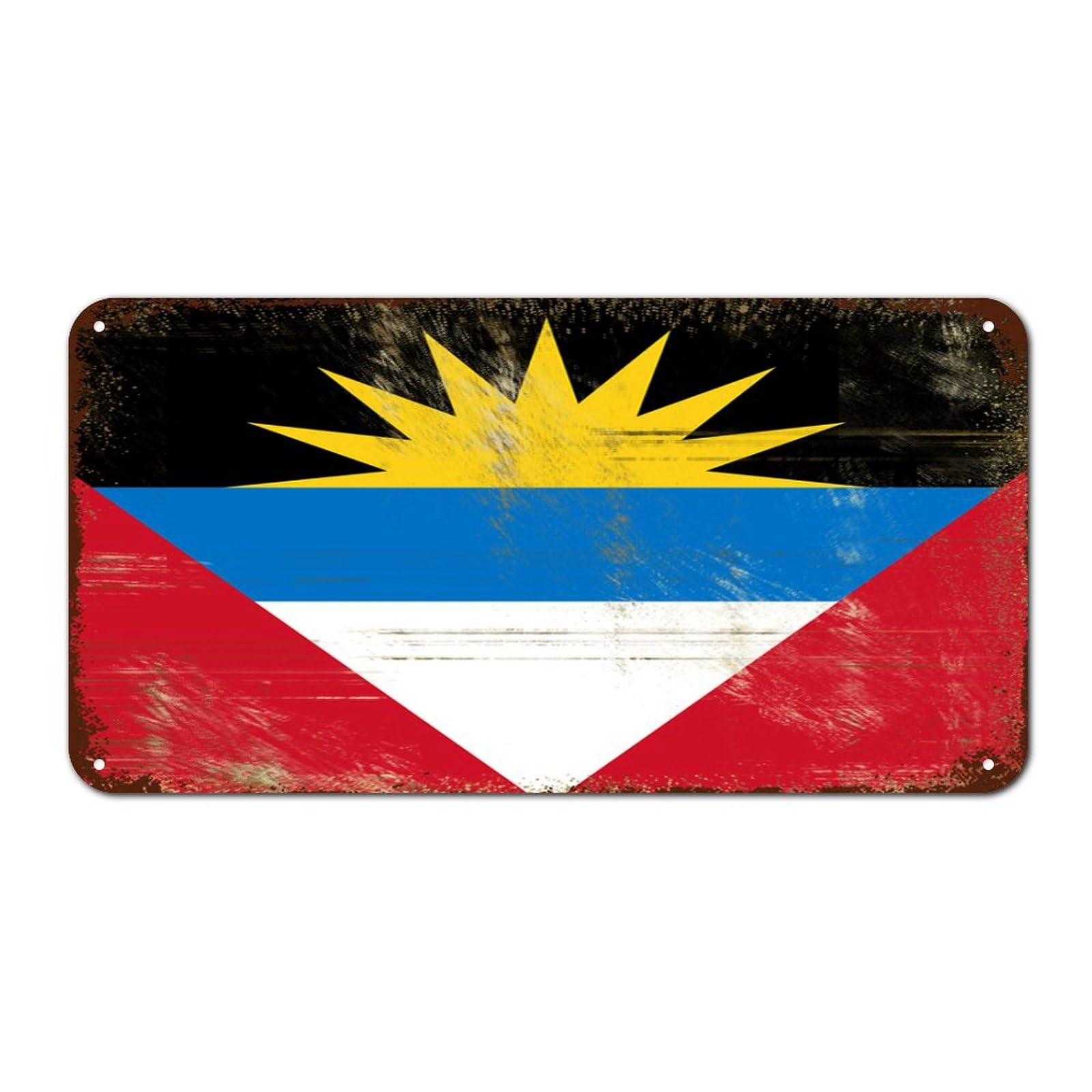 Yelolyio Style-5 Vintage Antigua And Barbuda National Flag Sign, Patriotic Country Metal Wall Art Decor, Antigua And Barbuda Metal Sign Tin Signs For Home, Bedroom, Gate Outdoor Wall Decor, 12 X 6 Inch
