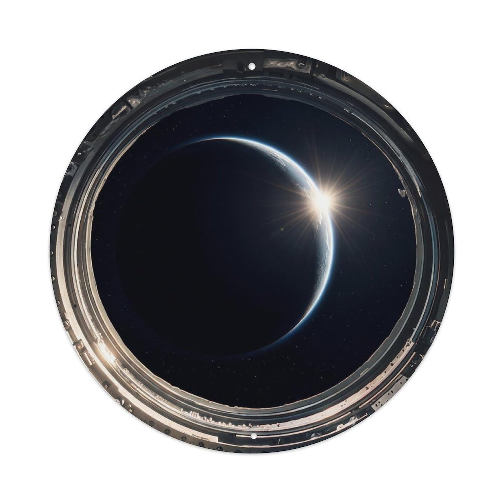 Earth Crescent View from Space Station Porthole Metal Tin Sign