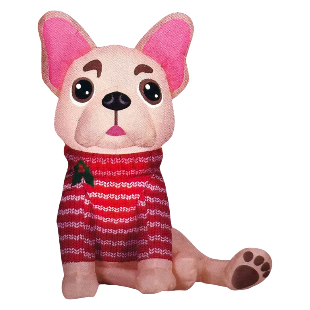 Christmas French Bulldog Inflatable Decoration by Gemmy - Dog with Christmas Sweater Airblown Inflatable Outdoor Decoration 3.5 Feet Tall Funny Yard Inflatables
