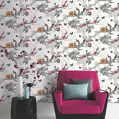 Arthouse, Mystical Forest White Multi Wallpaper, Birds And Plants Natural Home Décor #TOP2