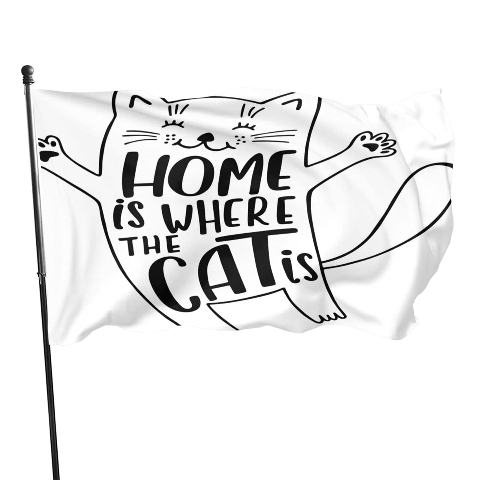 Flagge 'My Cat Owns Me' (90x150 Cm) – 100% Polyester, 4 Messingösen, Lustiges Katzen-Zitat Für Wanddekoration & Partys