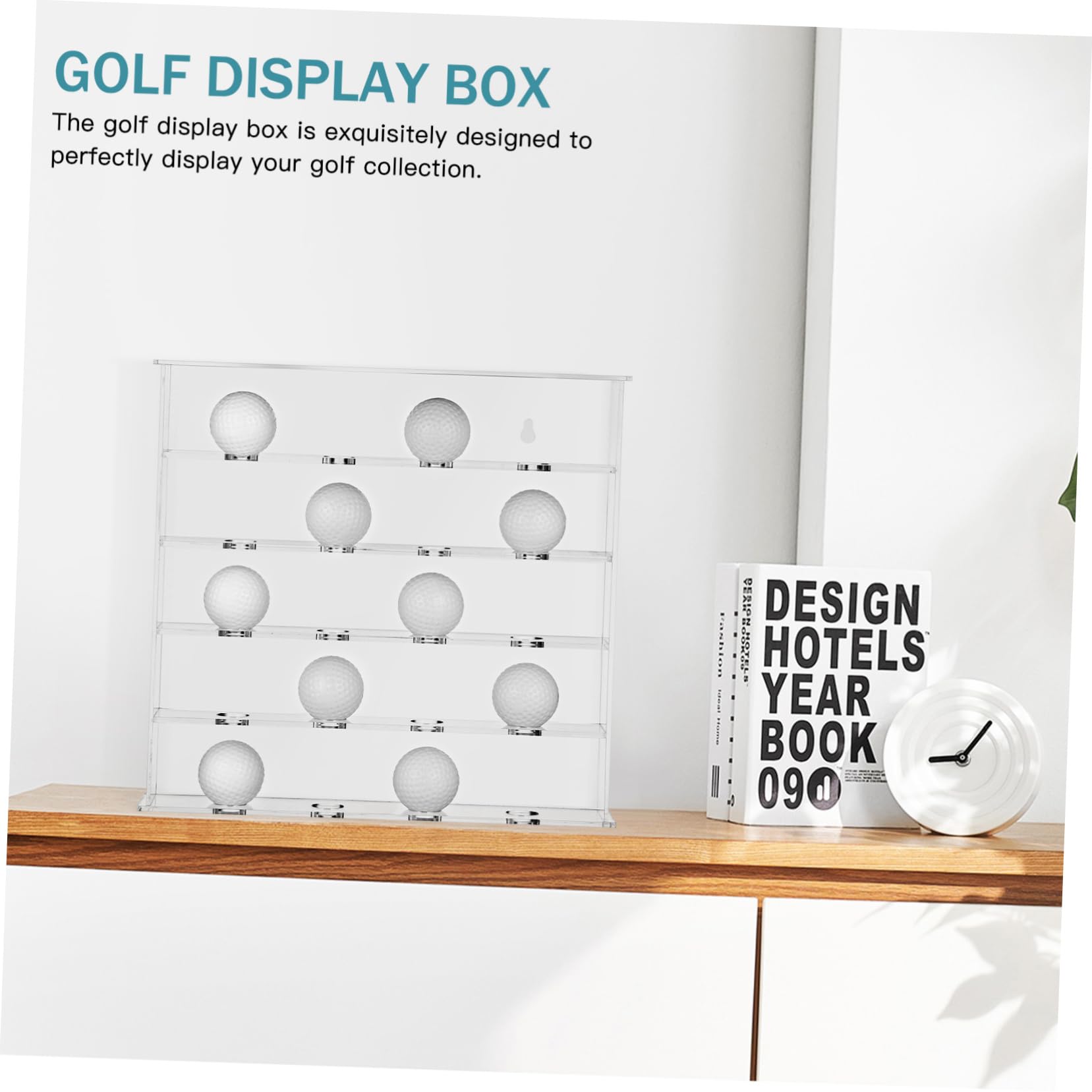 Vitrina para Balones de Golf sin Puerta, Soporte Mural para 20 Bolas