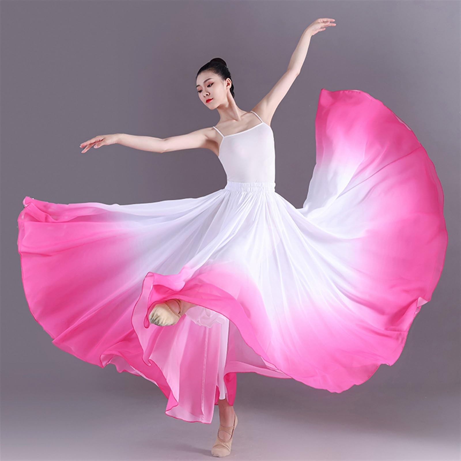 Falda Ballet Mujer Falda de Ballet elegante con gradiente for mujer, Ropa de baile larga fluida de gasa, traje de baile clásico de 360-720 grados, falda Maxi de actuación(Purple skirt,85cm (540 Degree