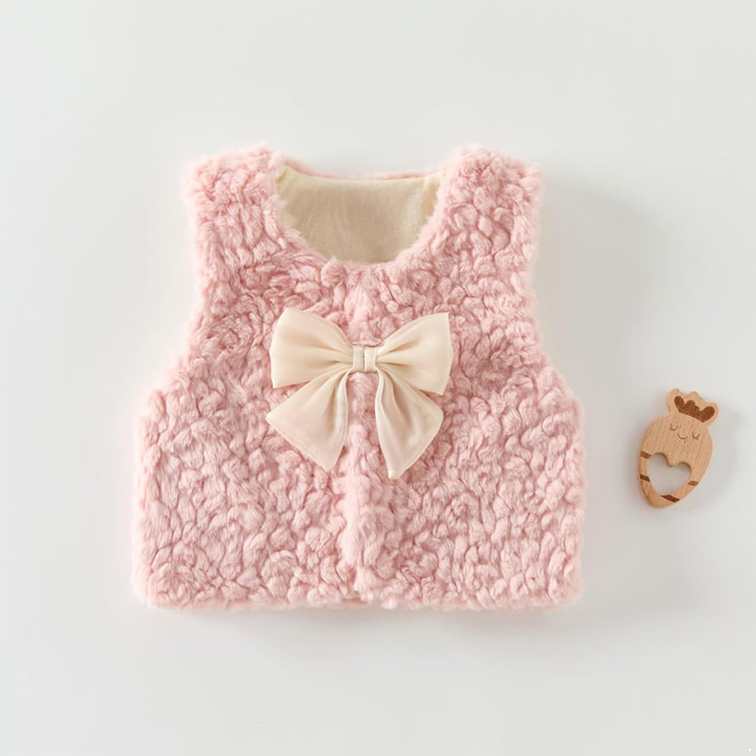 Toddler Baby Girls Cute Bowknot Vest Sleeveless Fleece Winter Thick Warm Coat