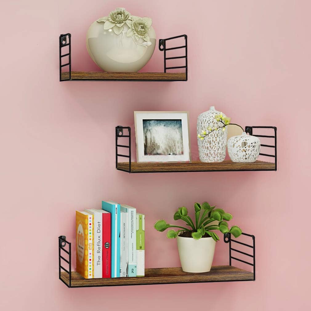Floating Wall Shelf Set of 3 Storage Organizer for Shower Bathroom Bedroom Bedside Living Room Kitchen Hanging Wall Mount Shelves