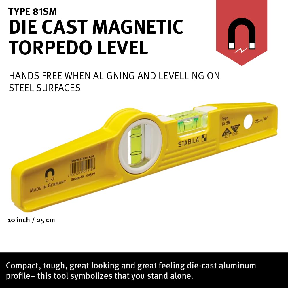 Stabila 25100 Niveau de torpille magnétique moulé sous pression 25,4 cm