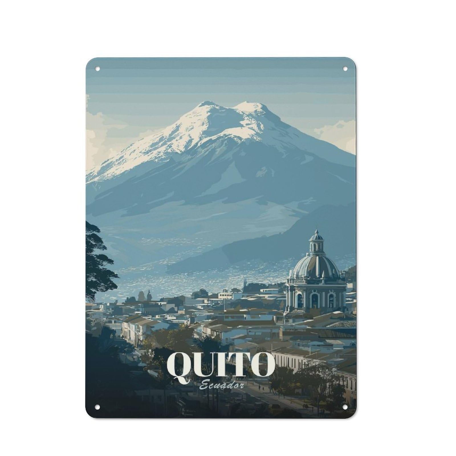 Junmoney Style-12 Quito, Ecuador Travel (2) Vintage Tin Sign 40X30cm For Garage Wall, For Everyday Room Decor With A Vintage Look