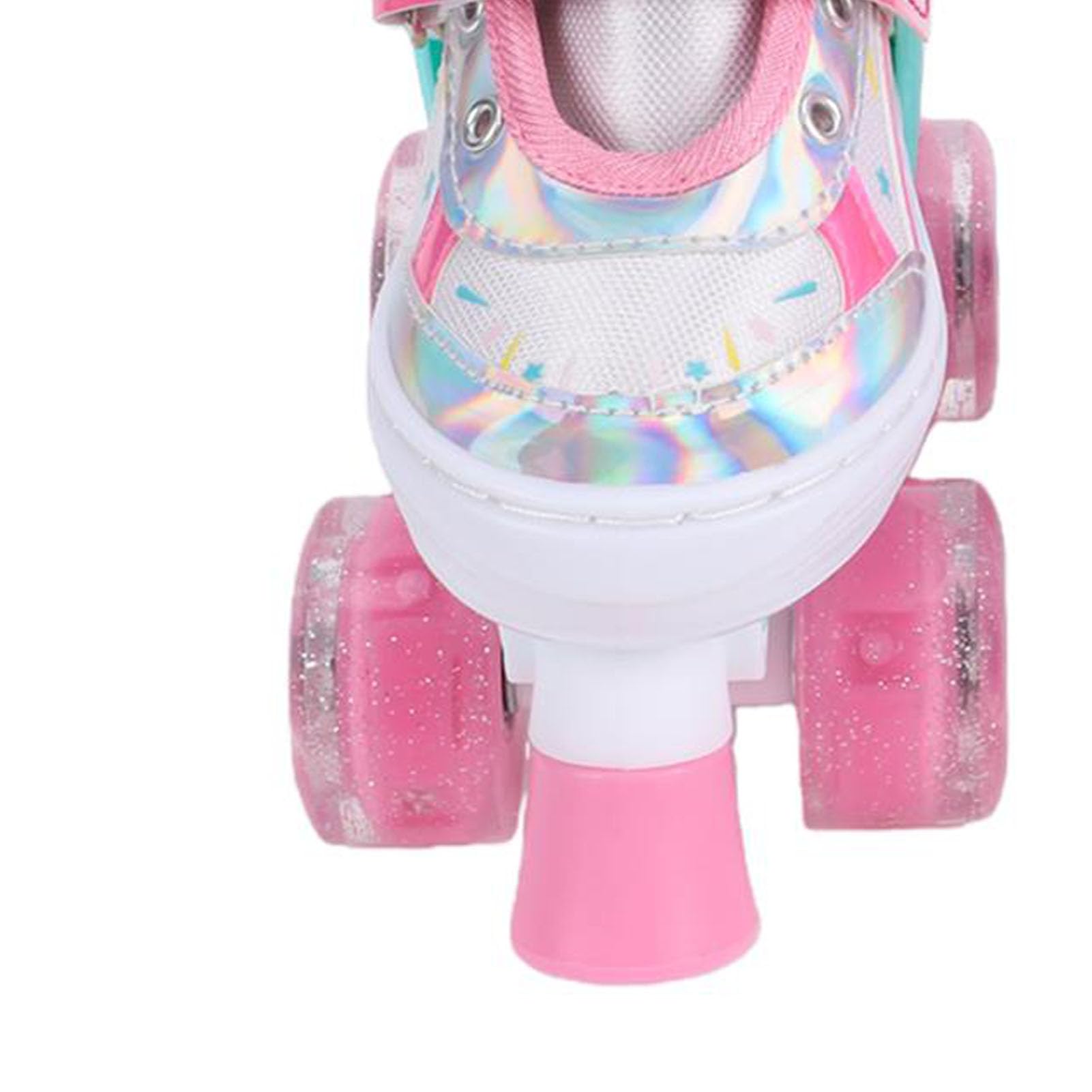 RiToEasysports Patines de Ruedas Ajustables con Luz, Patines Cuádruples de Doble con Correas de Hebilla, Cierres de Gancho y Bucle, Cordones Antideslizantes, Goma de Espuma de Malla TPR PU PP para