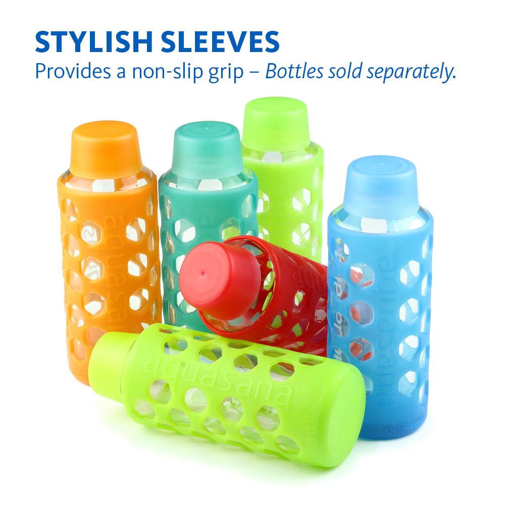 Amazon.com: Aquasana Rainbow Silicone Sleeves with Matching Lids, fits  Aquasana Brand 18oz Glass Water Bottles, 6-pack,Black : Sports & Outdoors