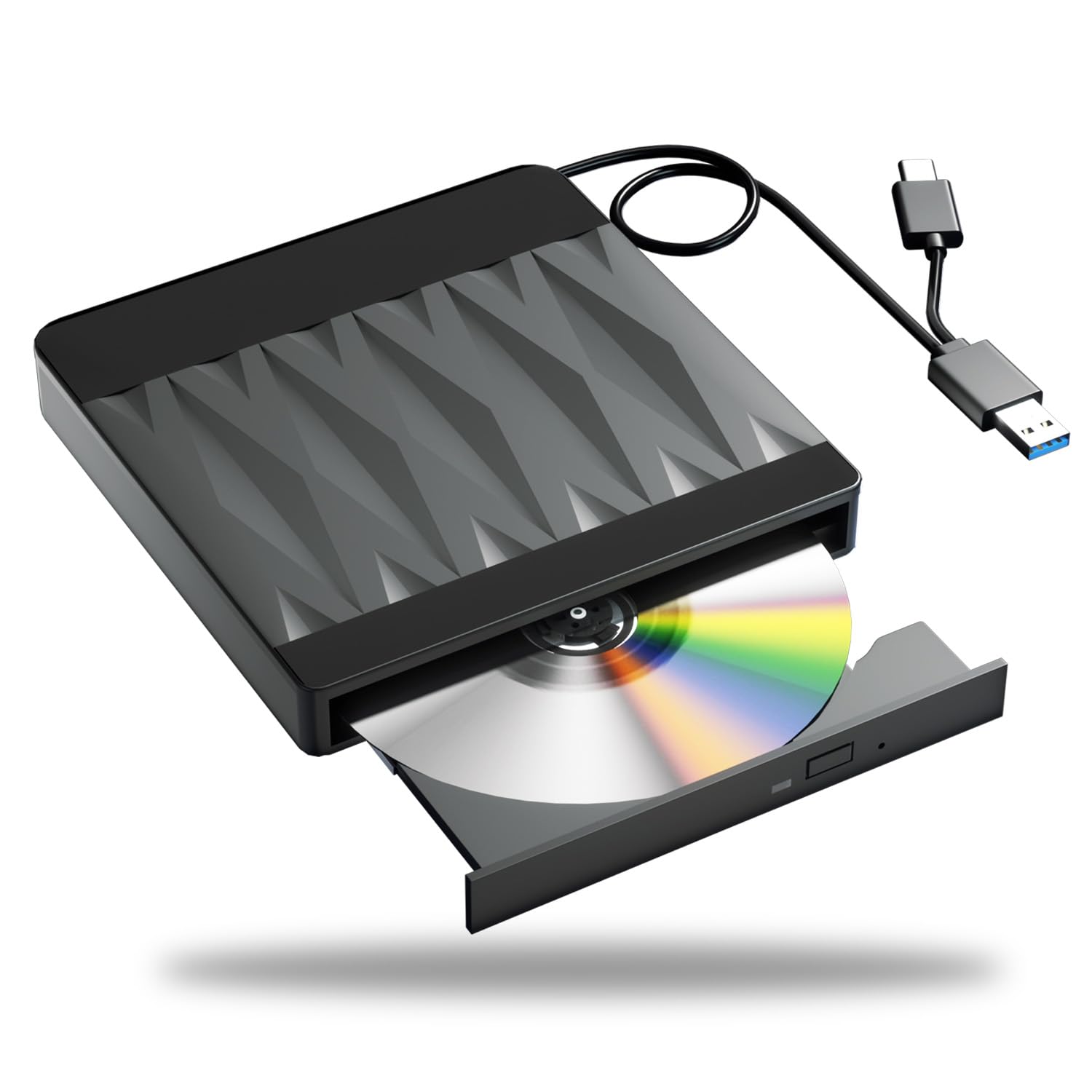 Taopjwr External Blu-Ray Drive for Laptop USB 3.0 and Type-C DVD BD Burner Portable +/-RW Player,Reader Rewriter Writer Disk Duplicator Compatible with Latptop PC Windows XP/7/8/10, Linux Mac OS