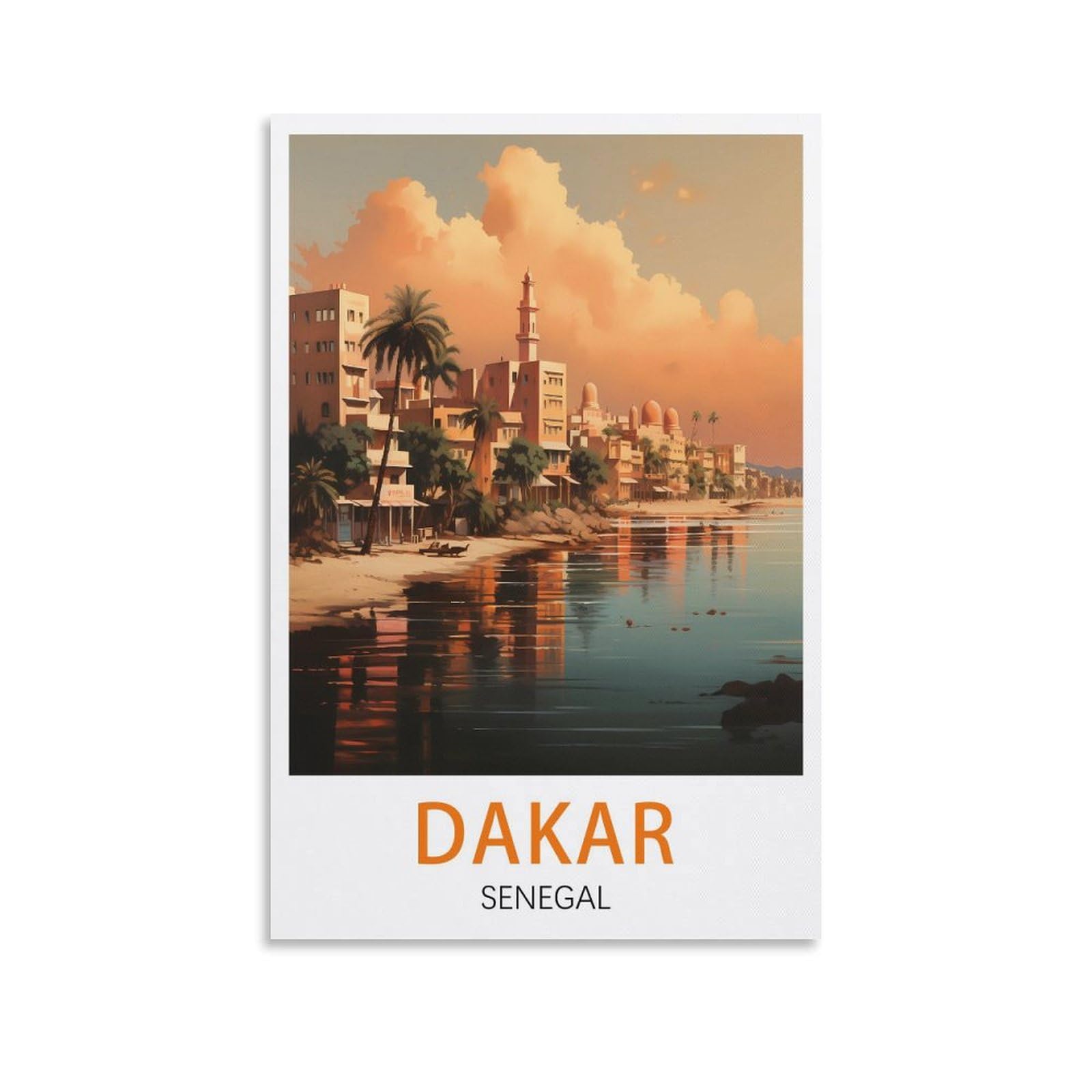 Hxhnferr Unframe-Style Dakar Senegal Vintage Travel Poster 20X30inch(50X75cm) Canvas Wall Posters And Art Pictures Prints Paintings Bedroom Decor