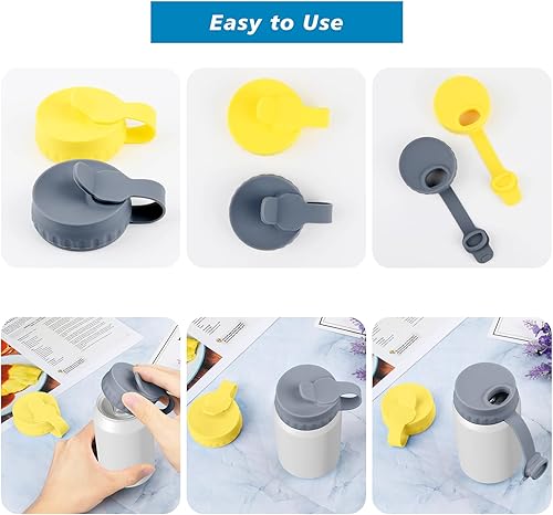 Miniatura 5 de Cosmos Tapa de silicona para latas de bebidas, tapón antiderrames para latas de bebidas de tamaño regular (gris + amarillo)