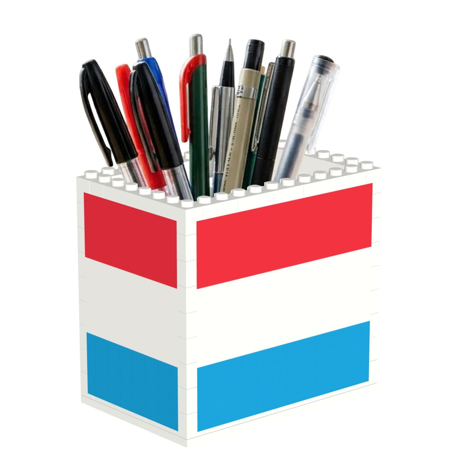 SXZVVBN Luxembourg flag Building Block Desk Tidy ABS Organiser
