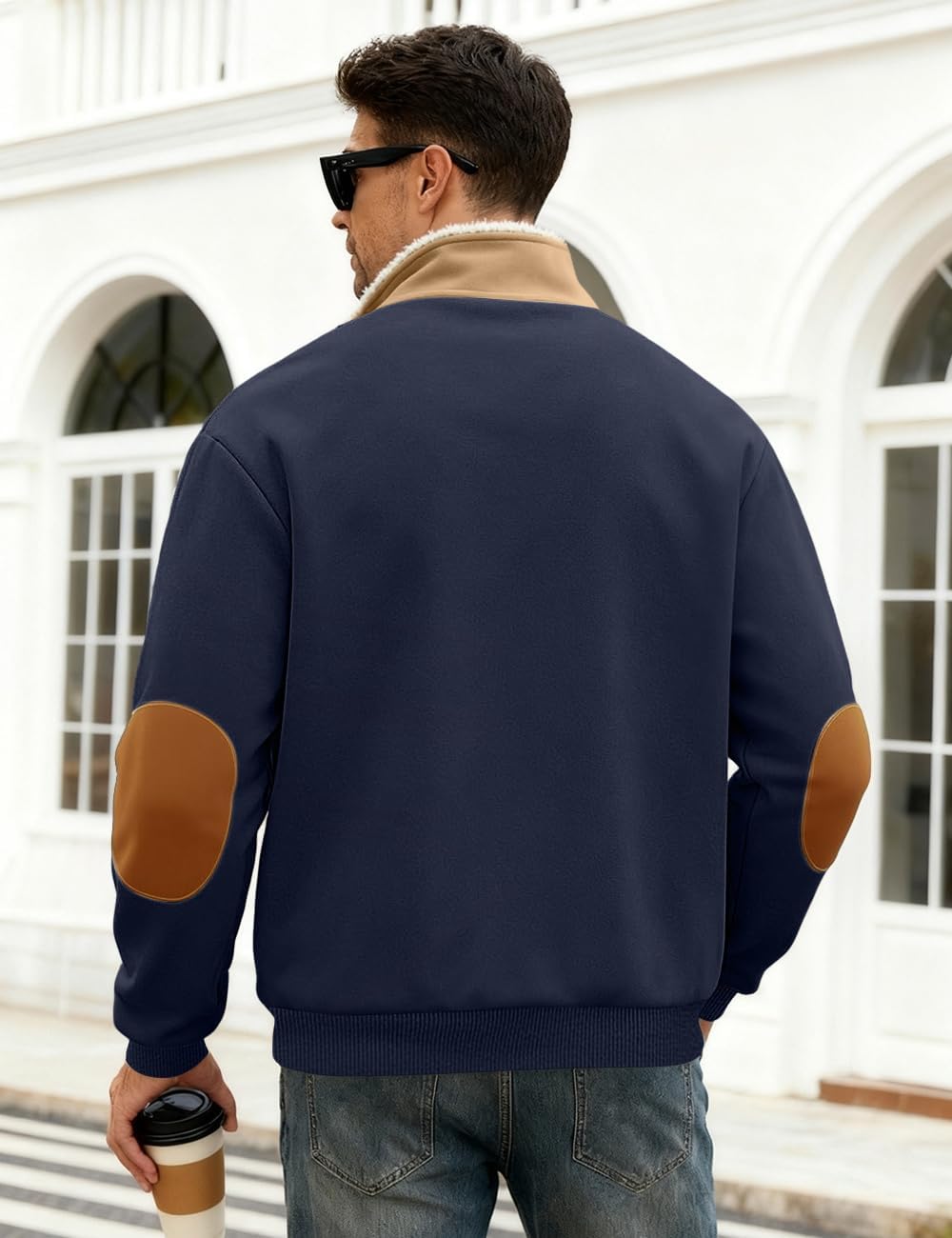 Men's Fleece Sweatshirts Vintage Quarter Zip Pullover shirt Casual Long Sleeve Sweatshirt warm tops - Image 5