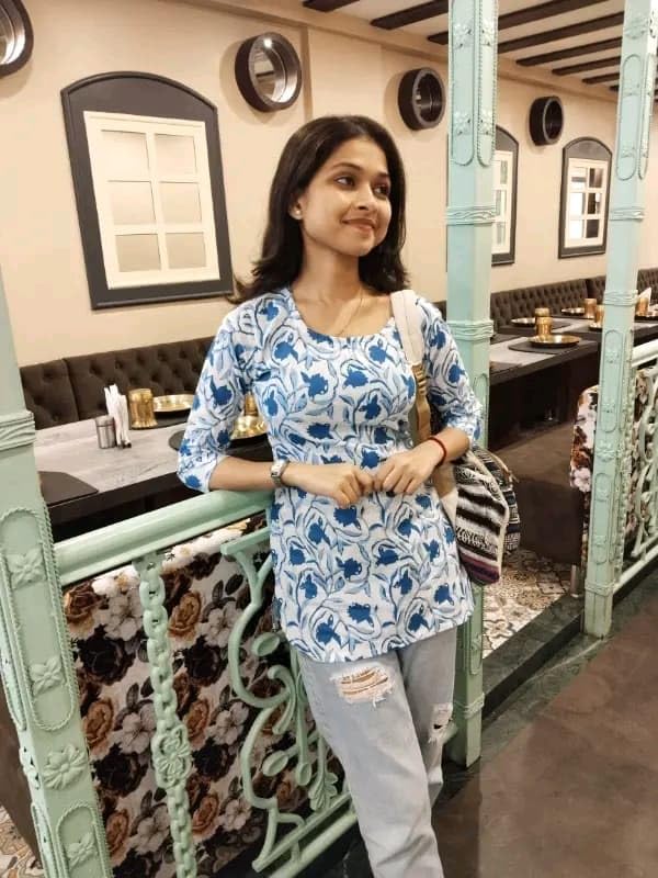 Image of Women's Short Kurti in Multicolor Rayon Cotton Blend | Ladies Ethnic Tunic | Office